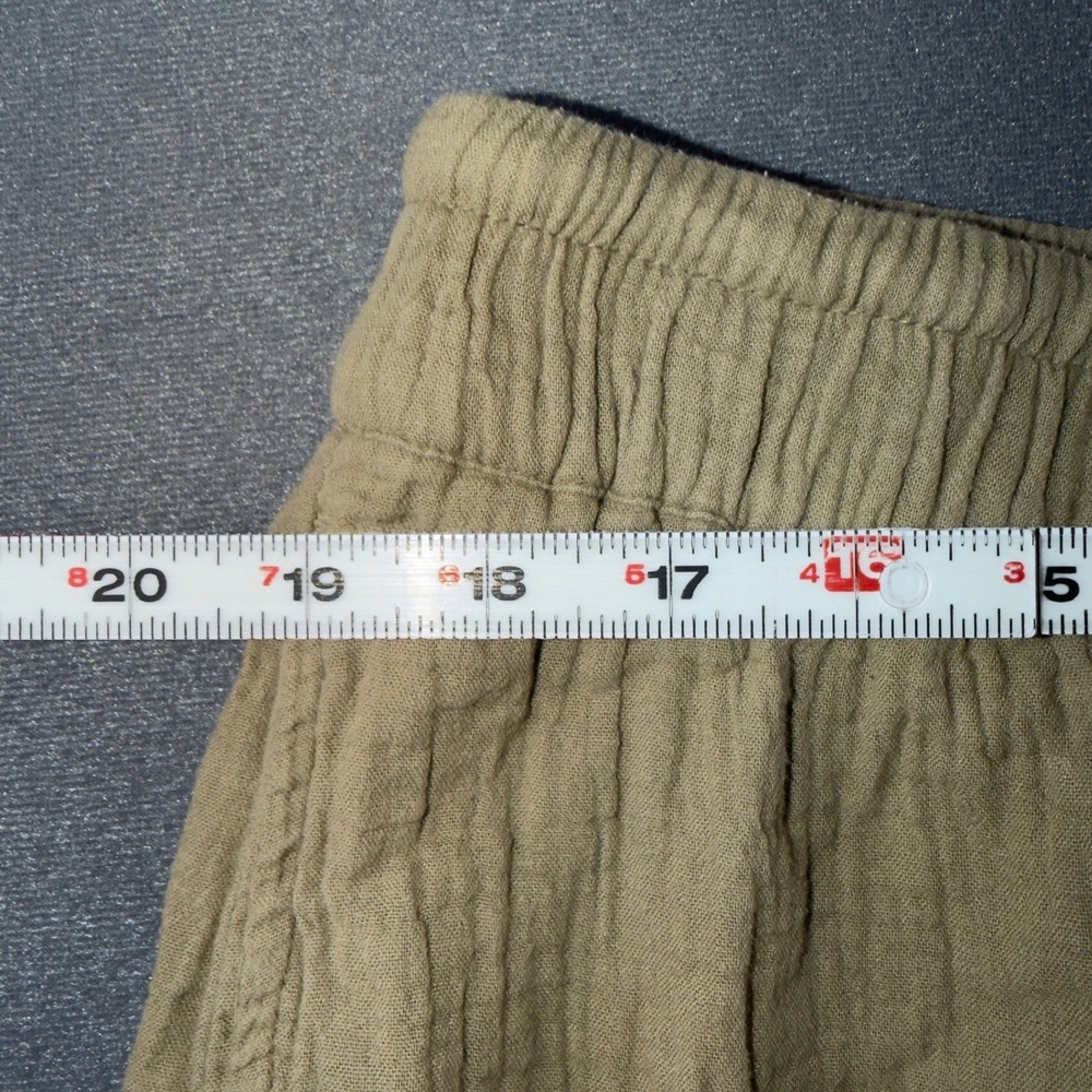 Pact Organic Cotton Gauze Shorts Tan Green Elastic Waist XL WA1-W8U - Picture 2 of 7